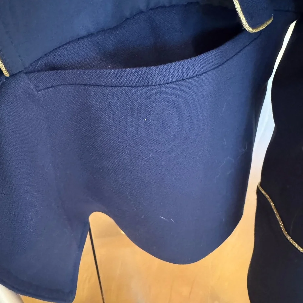 Chico's Navy Pea Coat with Gold Accents - Picture 6 of 9